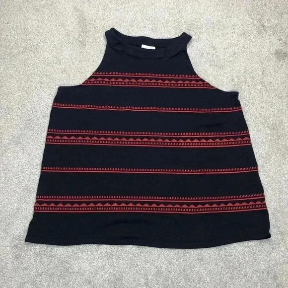 J Jill Halter Top Embroidered Navy and Red Color Sleeveless Sz XL - Picture 1 of 8